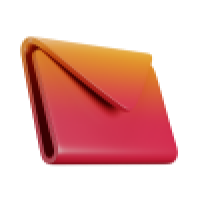 3D stylized envelope icon with gradient colors from orange to red.